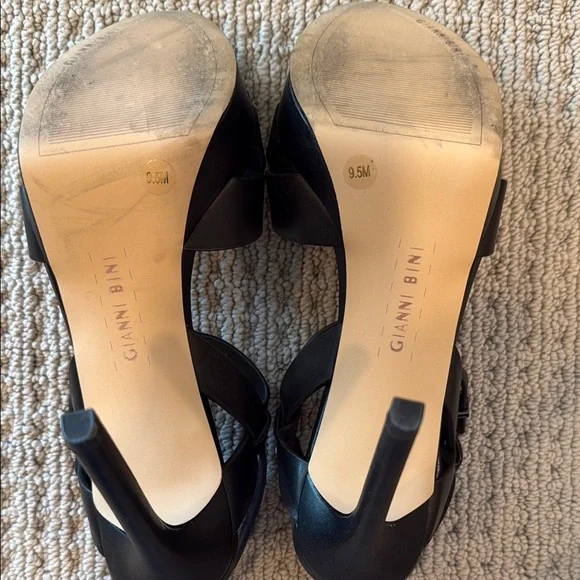 Gianni Bini Black Leather Stiletto Heels - Picture 5 of 10